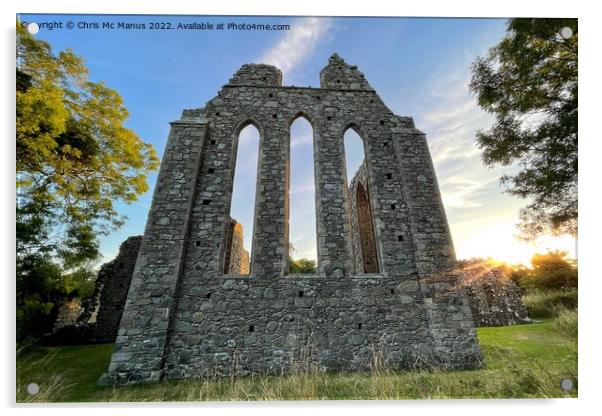 Majestic Ruins of Inch Abbey Acrylic by Chris Mc Manus