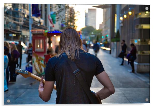 Toronto, Street musician entertaining the crowd Acrylic by Elijah Lovkoff