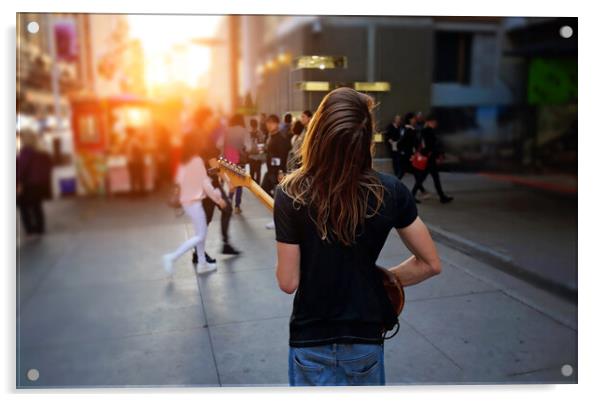 Toronto, Street musician entertaining the crowd Acrylic by Elijah Lovkoff