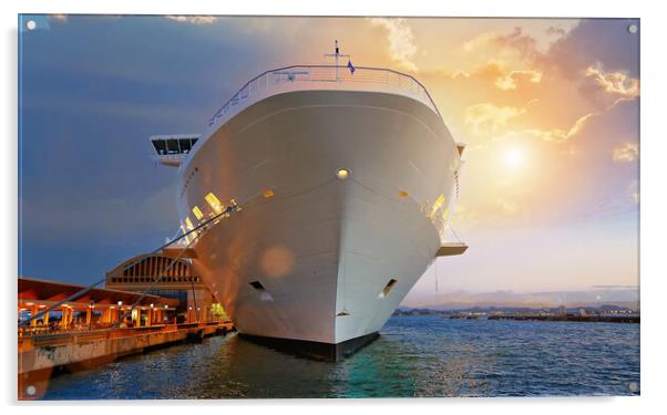 Cruise ship heading to vacation Acrylic by Elijah Lovkoff