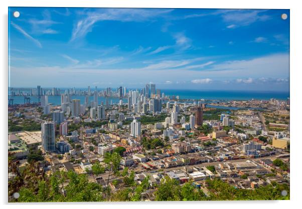Colombia, scenic view of Cartagena cityscape, modern skyline Acrylic by Elijah Lovkoff