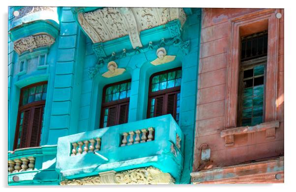 Scenic colorful Old Havana streets in historic city center of Havana Vieja near Paseo El Prado and Capitolio Acrylic by Elijah Lovkoff