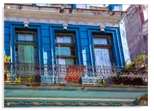 Scenic colorful Old Havana streets in historic city center of Havana Vieja near Paseo El Prado and Capitolio Acrylic by Elijah Lovkoff