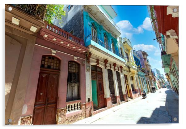 Scenic colorful Old Havana streets in historic city center of Havana Vieja near Paseo El Prado and Capitolio Acrylic by Elijah Lovkoff