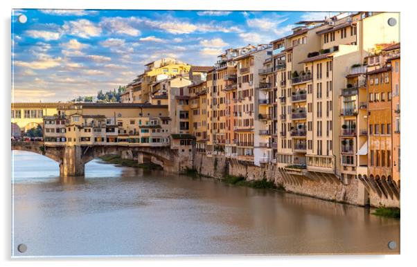 Scenic beautiful Ponte Vecchio bridge in Florence historic city center Acrylic by Elijah Lovkoff