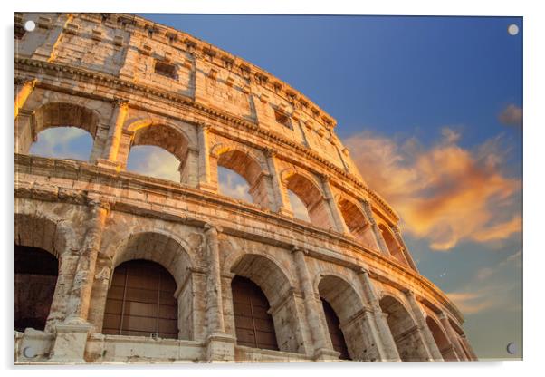 Famous Coliseum (Colosseum) of Rome at early sunset Acrylic by Elijah Lovkoff