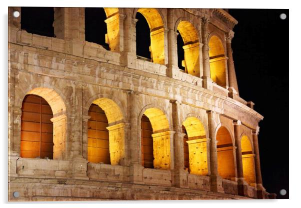 Famous coliseum of Rome at night Acrylic by Elijah Lovkoff