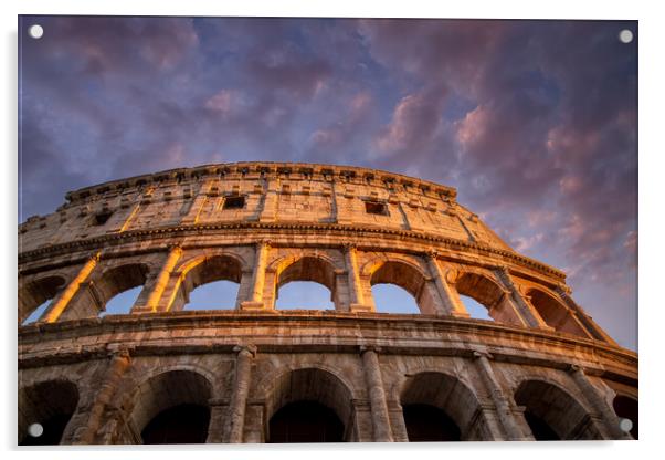 Famous Coliseum Colosseum of Rome at early sunset Acrylic by Elijah Lovkoff