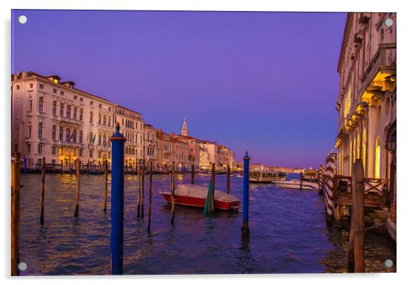 Venice Canals and gondolas around Saint Marco square at night Acrylic by Elijah Lovkoff