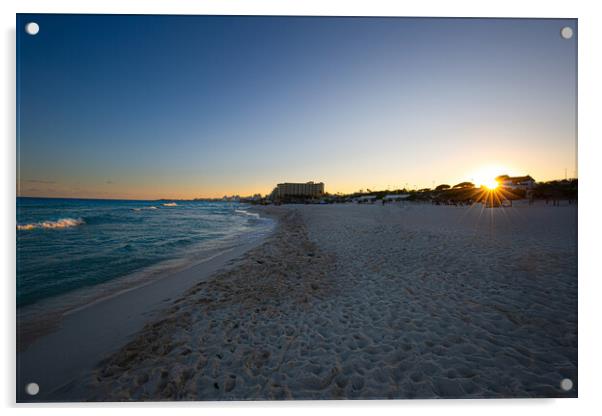 Playa Delfines (Dolphin Beach) nicknamed El Mirador (The Lookout_ Acrylic by Elijah Lovkoff