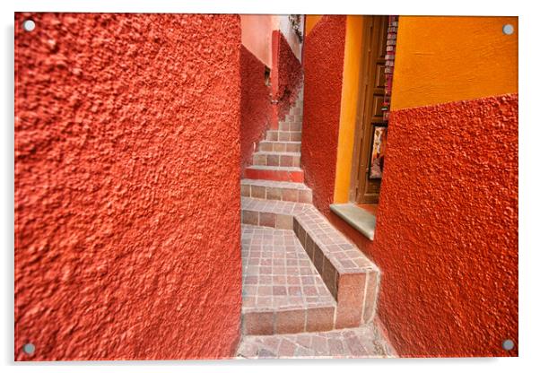 Guanajuato, famous Alley of the Kiss (Callejon del Beso) Acrylic by Elijah Lovkoff