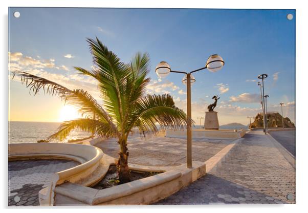 Mazatlan, Mexico,  Famous Mazatlan sea promenade (El Malecon) with ocean lookouts and scenic landscapes Acrylic by Elijah Lovkoff