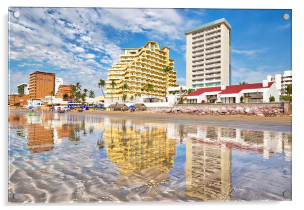 Mazatlan, Mexico, Big Mazatlan Letters at the entrance to Golden Zone (Zona Dorada), a famous touristic beach and resort zone Acrylic by Elijah Lovkoff