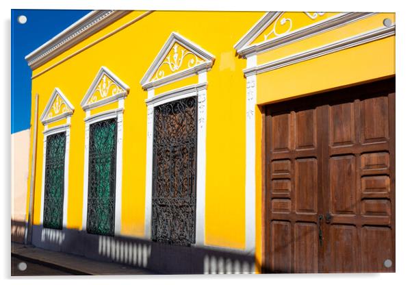 Scenic colorful colonial Merida streets in Mexico, Yucatan Acrylic by Elijah Lovkoff