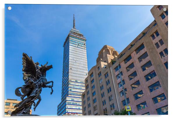 Mexico, Mexico City, Landmark tower Torre Latinoamericana near the Alameda Central Park Acrylic by Elijah Lovkoff