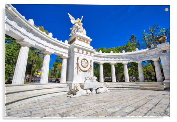 Mexico City, Mexico, Landmark Benito Juarez Monument (The Juarez Hemicycle) at Mexico City Alameda Central Park Acrylic by Elijah Lovkoff