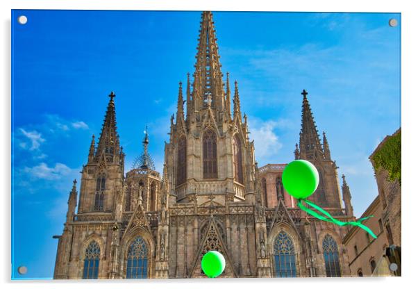 Barcelona Cathedral located in historic center near Las Ramblas Acrylic by Elijah Lovkoff