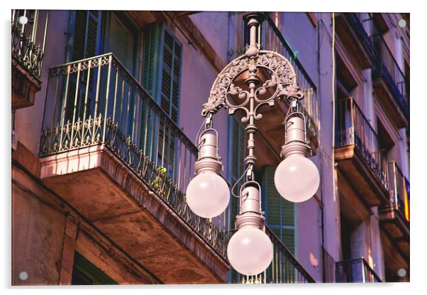 Spanish architecture, beautiful Barcelona streets in historic ci Acrylic by Elijah Lovkoff