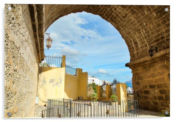Famous Puente Nuevo Bridge's Arch in Ronda historic city center Acrylic by Elijah Lovkoff