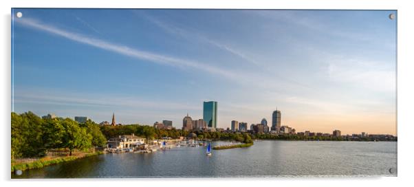 Panoramic view of Boston downtown and historic center from the landmark Longfellow bridge over Charles River Acrylic by Elijah Lovkoff