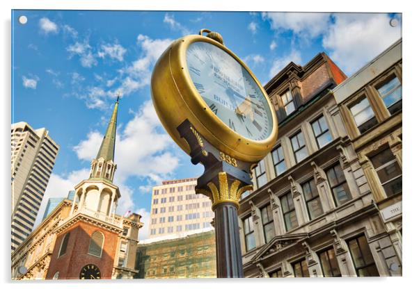 Boston historic center streets at a bright sunny day Acrylic by Elijah Lovkoff