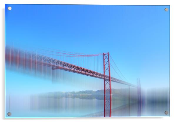 Lisbon, Landmark suspension 25 of April bridge Acrylic by Elijah Lovkoff