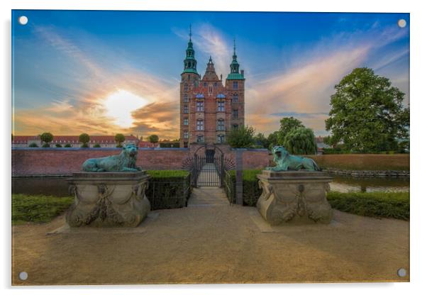 Sunset over Rosenborg castle in Copenhagen Acrylic by Elijah Lovkoff