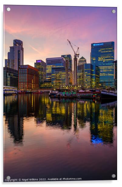 Canary Wharf, London Acrylic by Nigel Wilkins