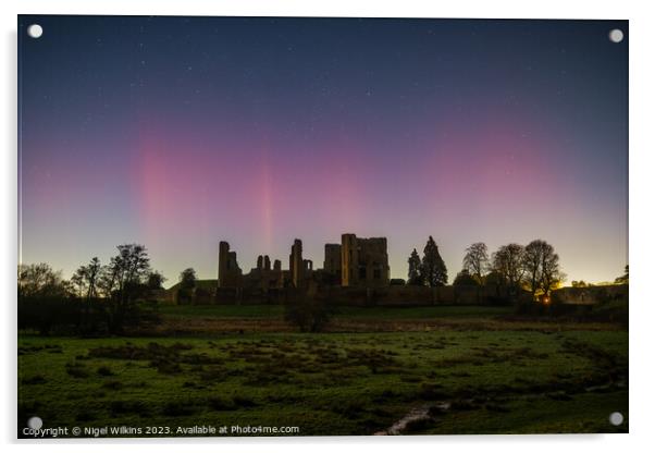 Kenilworth Castle Aurora Acrylic by Nigel Wilkins