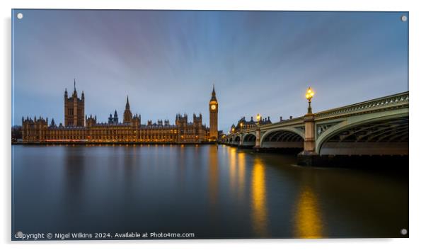 7:49am Palace of Westminster Acrylic by Nigel Wilkins