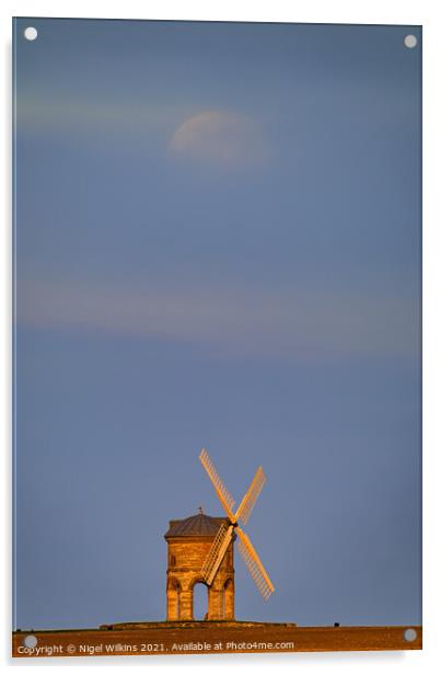 Chesterton Windmill Full Moon Acrylic by Nigel Wilkins