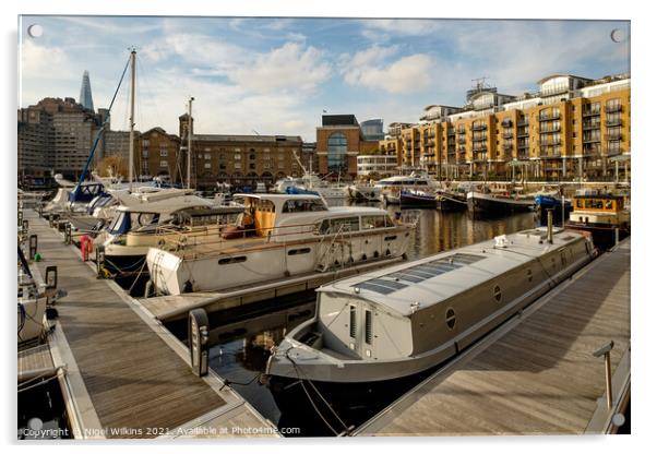 St Katherine Docks Acrylic by Nigel Wilkins