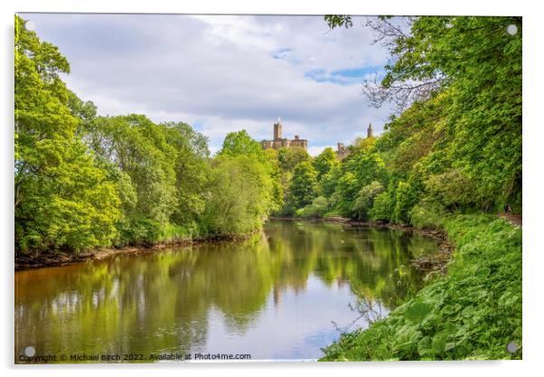Serene Reflections of Warkworth Castle Acrylic by Michael Birch