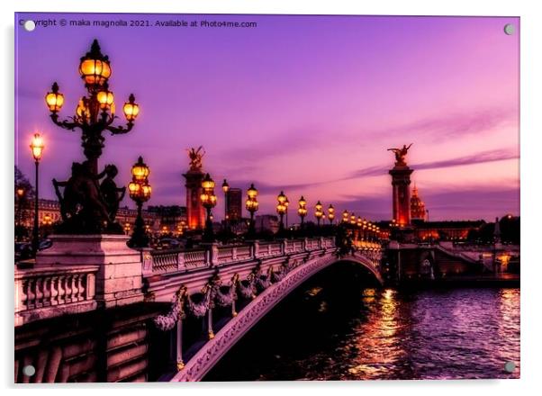 Bridge in France City Paris Acrylic by maka magnolia