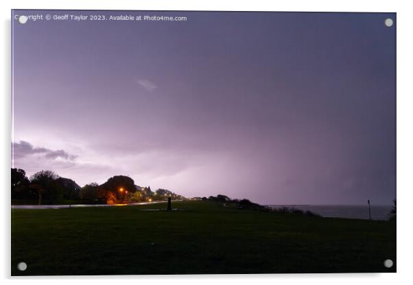 Lightning over Frinton Acrylic by Geoff Taylor