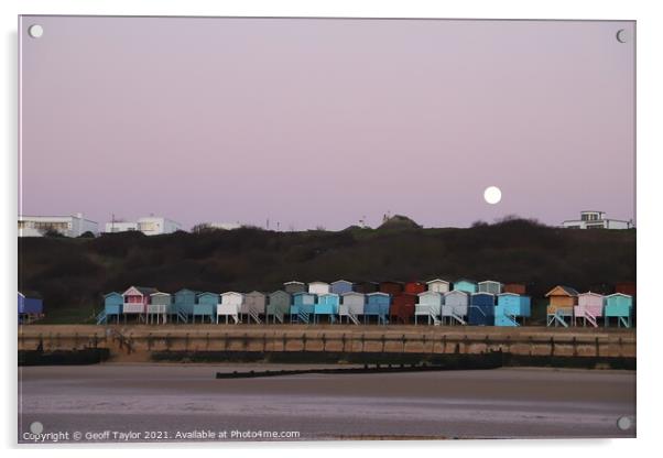 Moonset over Frinton on Sea Acrylic by Geoff Taylor