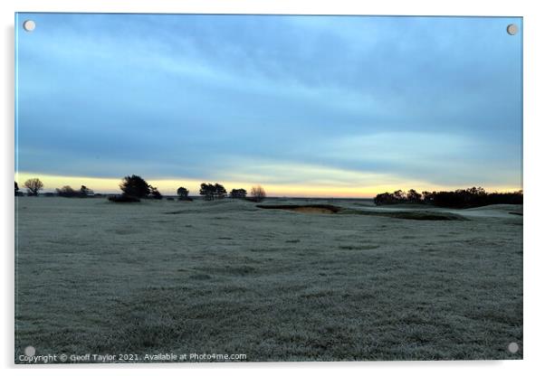 Golf course at sunrise Acrylic by Geoff Taylor