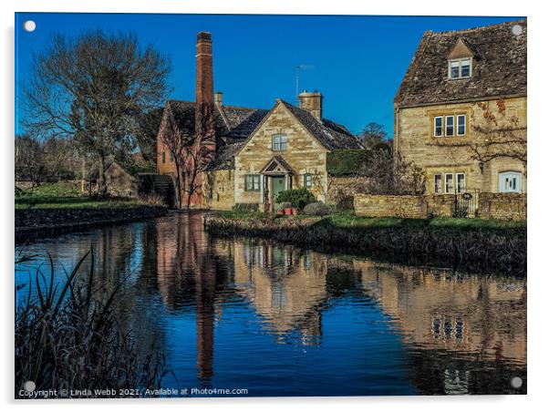 The Old Mill, Lower Slaughter, Cotswolds Acrylic by Linda Webb