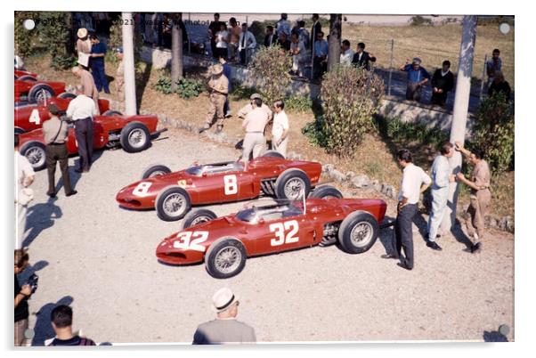 Ferrari Formula One racing cars Monza 1961 Acrylic by Ian Murray