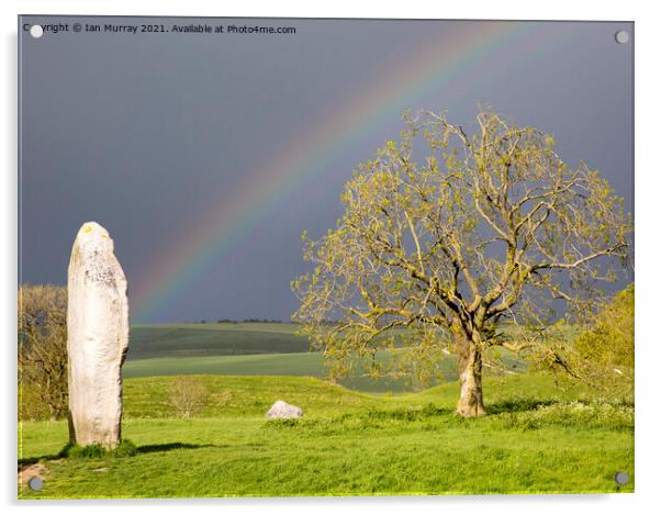 Rainbow at Avebury Acrylic by Ian Murray