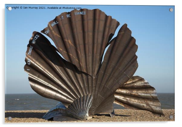 The Scallop, sculpture by Maggi Hambling  Acrylic by Ian Murray