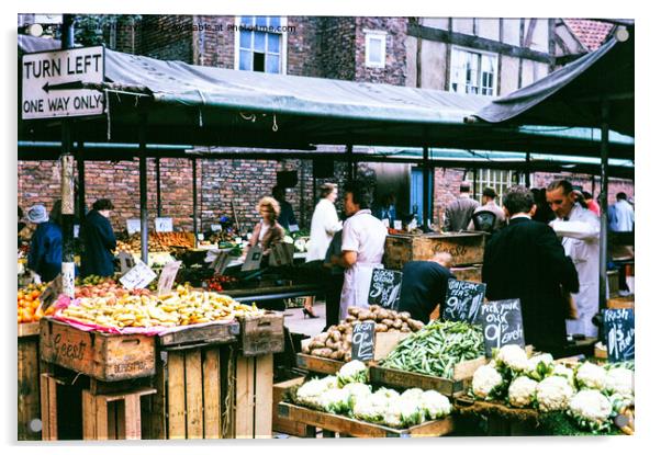 Street market, York, England, 1963 Acrylic by Ian Murray