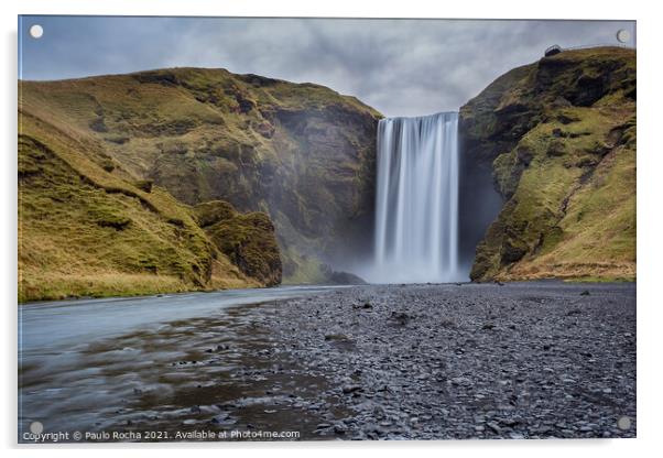 Skogafoss waterfall in southern Iceland Acrylic by Paulo Rocha