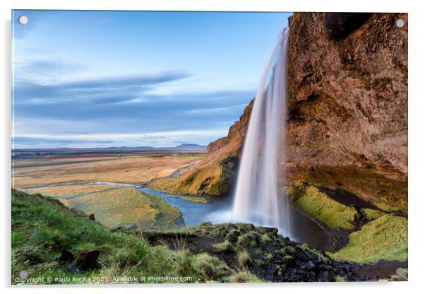 Seljalandsfoss waterfall in Iceland Acrylic by Paulo Rocha