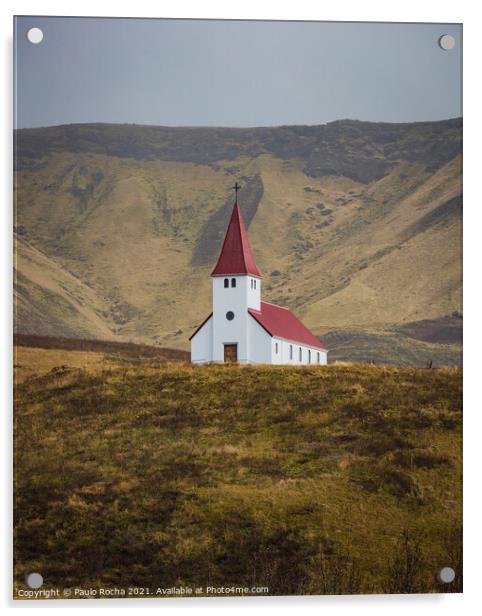 Church in Vik i Myrdal, Iceland Acrylic by Paulo Rocha