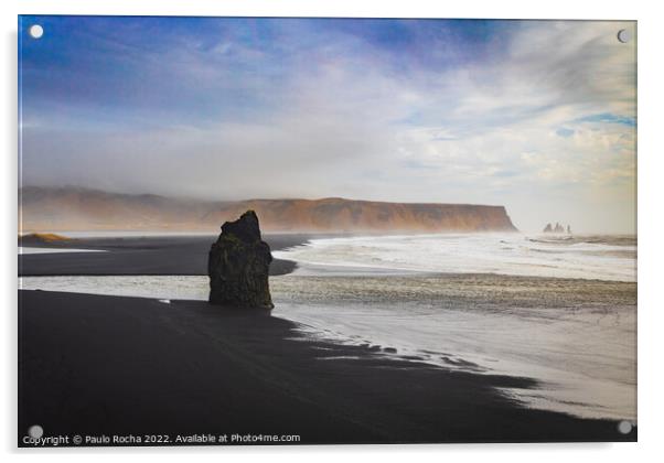 Reynisfjara black sand beach in Iceland Acrylic by Paulo Rocha