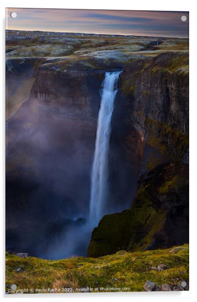 Haifoss waterfall in Iceland Acrylic by Paulo Rocha
