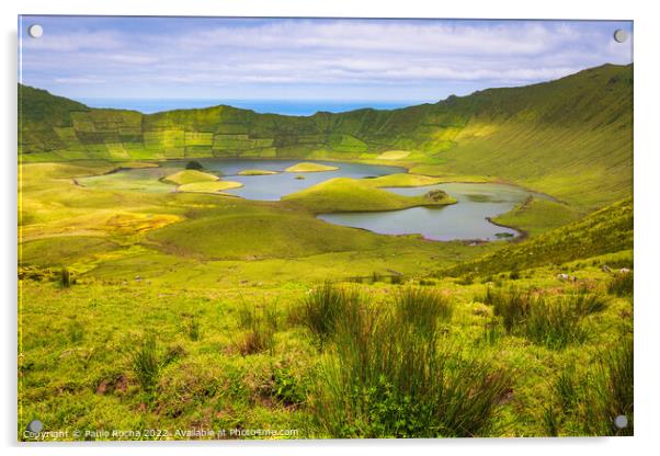 Caldeirao crater, Corvo island, Azores Acrylic by Paulo Rocha