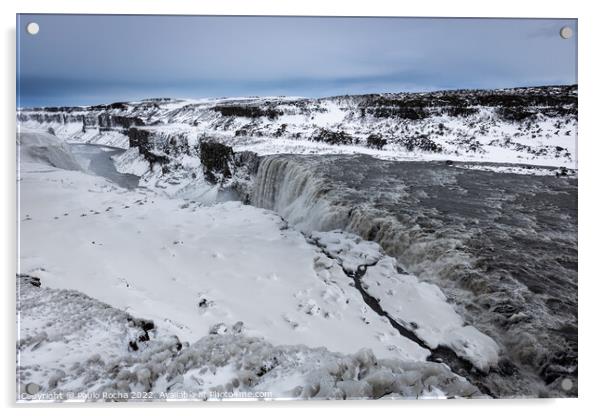 Dettifoss waterfall in Iceland. Winter time. Acrylic by Paulo Rocha