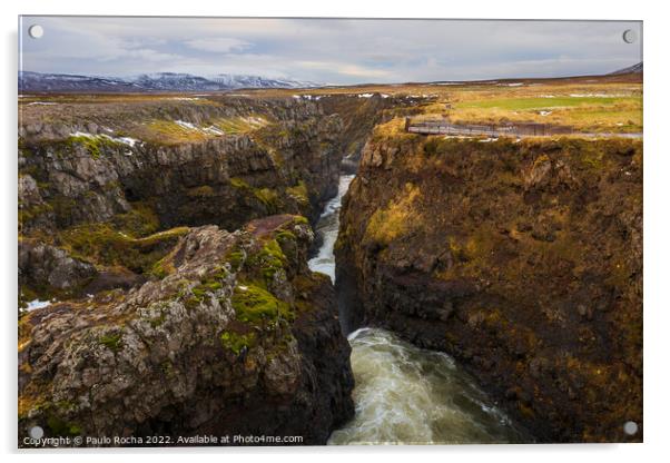 Kolugljufur Canyon, Bakkavegur, Iceland Acrylic by Paulo Rocha